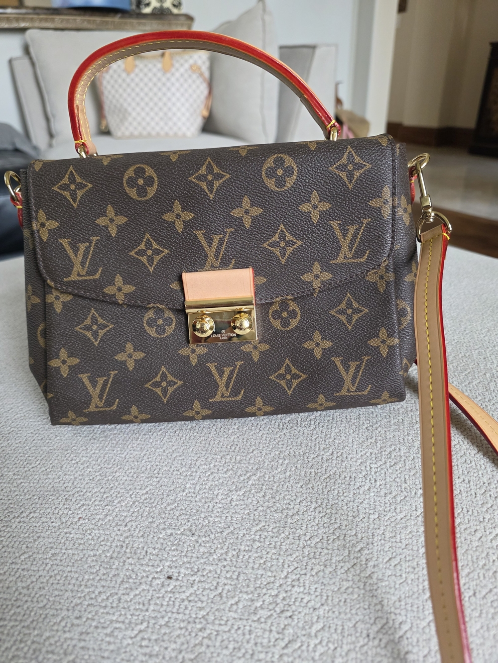 LV. Inspired Brown Monogram Top-Handle Crossbody Bag